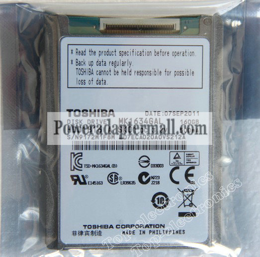 1.8"TOSHIBA MK1634GAL 160GB Hard Drive for Apple iPod Classic 7t - Click Image to Close